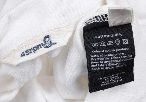 45rpm Cotton Long Sleeve Polo Shirt White Size 1