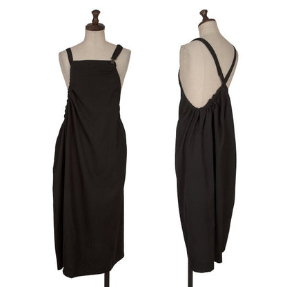 Y's Wool Gabardine Suspender Strap Dress Black Size 3