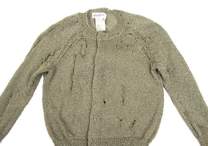Yohji Yamamoto FEMME Distressed Knit Cardigan Gold Size 2