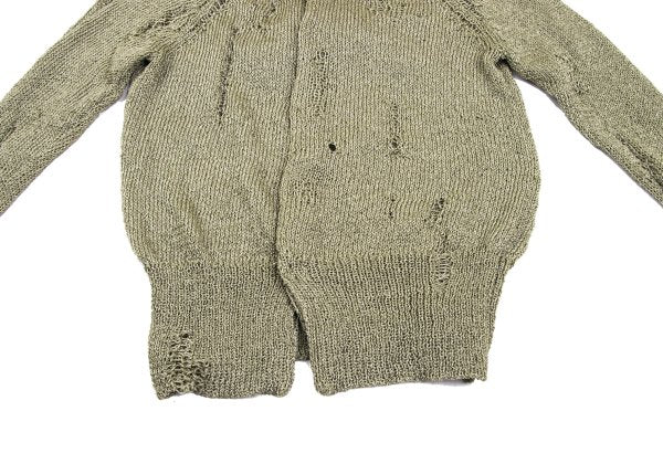 Yohji Yamamoto FEMME Distressed Knit Cardigan Gold Size 2