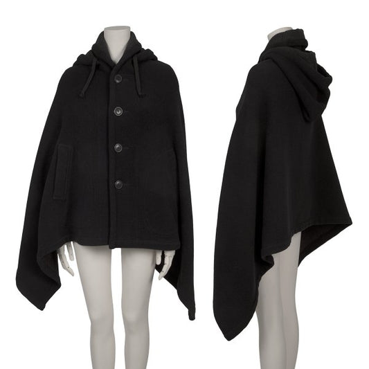 COMME des GARCONS Black Melton Wool Hooded Poncho Size XS