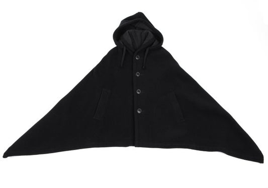 COMME des GARCONS Black Melton Wool Hooded Poncho Size XS
