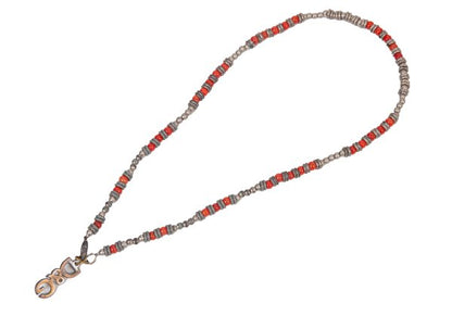 Dolce & Gabbana D&G Beaded Logo Necklace Silver Red