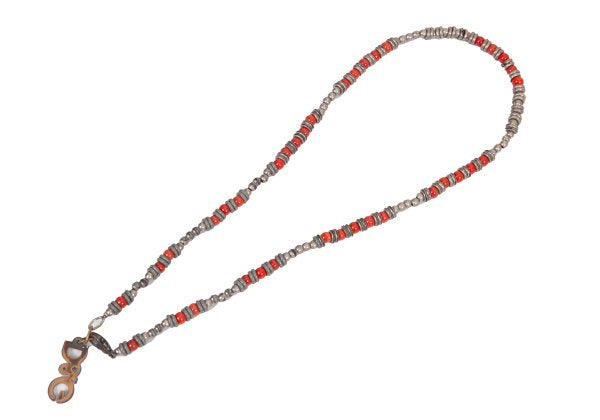 Dolce & Gabbana D&G Beaded Logo Necklace Silver Red
