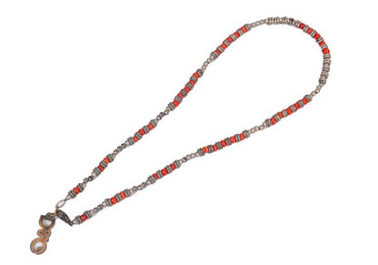 Dolce & Gabbana D&G Beaded Logo Necklace Silver Red