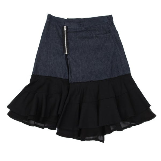 tricot COMME des GARCONS Tiered Zip Indigo Black Skirt Size S