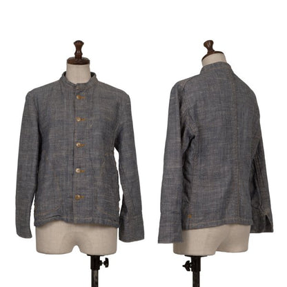 45rpm Linen Cotton Band Collar Jacket Navy Size 2