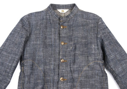 45rpm Linen Cotton Band Collar Jacket Navy Size 2