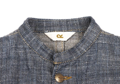 45rpm Linen Cotton Band Collar Jacket Navy Size 2