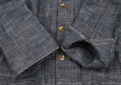 45rpm Linen Cotton Band Collar Jacket Navy Size 2