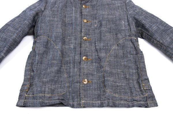 45rpm Linen Cotton Band Collar Jacket Navy Size 2