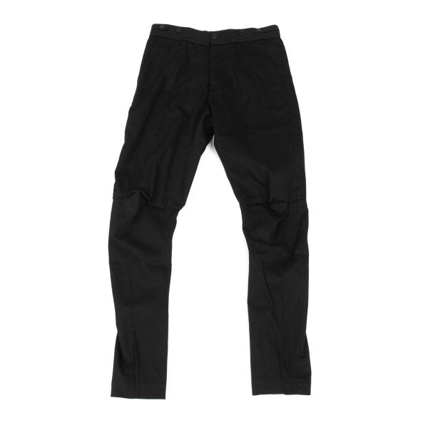 ANN DEMEULEMEESTER Cotton Knee Tuck Pants Black Size XXS