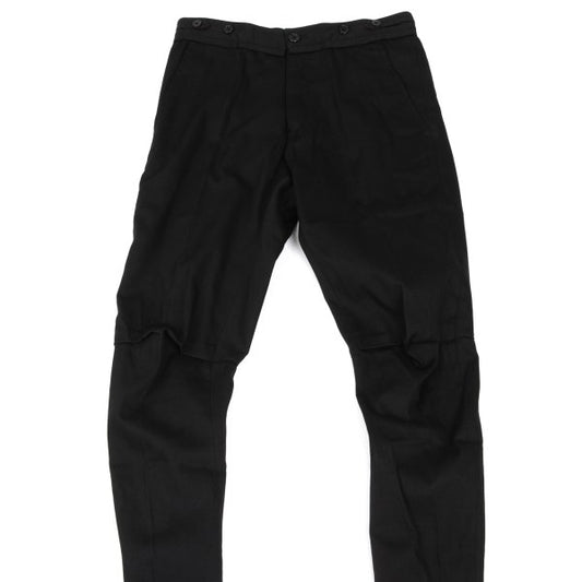 ANN DEMEULEMEESTER Cotton Knee Tuck Pants Black Size XXS