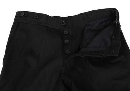 ANN DEMEULEMEESTER Cotton Knee Tuck Pants Black Size XXS