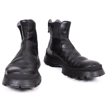 PRADA Mesh Lined Leather Chelsea Boots Black Size 28cm