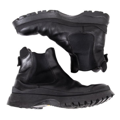 PRADA Mesh Lined Leather Chelsea Boots Black Size 28cm