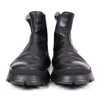 PRADA Mesh Lined Leather Chelsea Boots Black Size 28cm