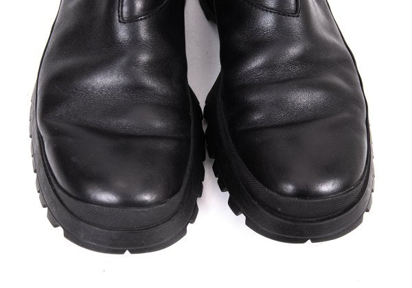 PRADA Mesh Lined Leather Chelsea Boots Black Size 28cm