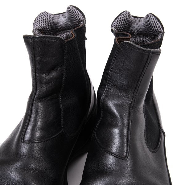 PRADA Mesh Lined Leather Chelsea Boots Black Size 28cm