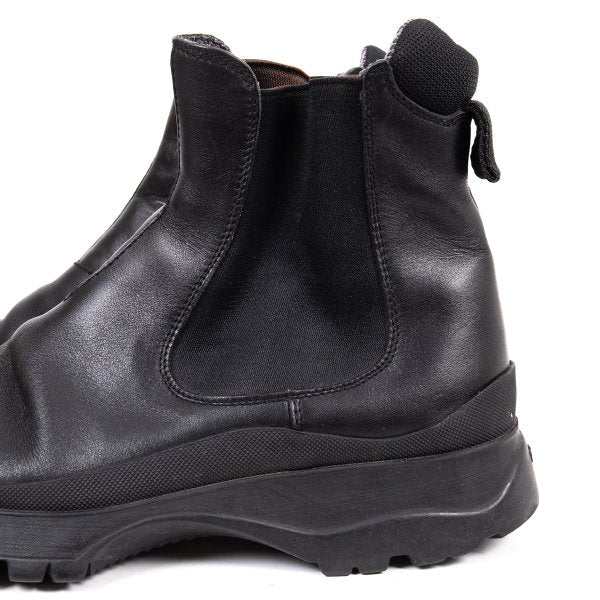 PRADA Mesh Lined Leather Chelsea Boots Black Size 28cm