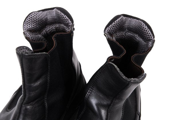 PRADA Mesh Lined Leather Chelsea Boots Black Size 28cm