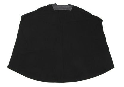 HERMES Wool Leather Tassel Poncho Coat Black Size 34
