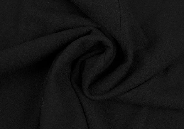 HERMES Wool Leather Tassel Poncho Coat Black Size 34
