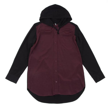 Ground Y 20AW Acetate Poly Bicolor Hooded Shirt Red Size 3