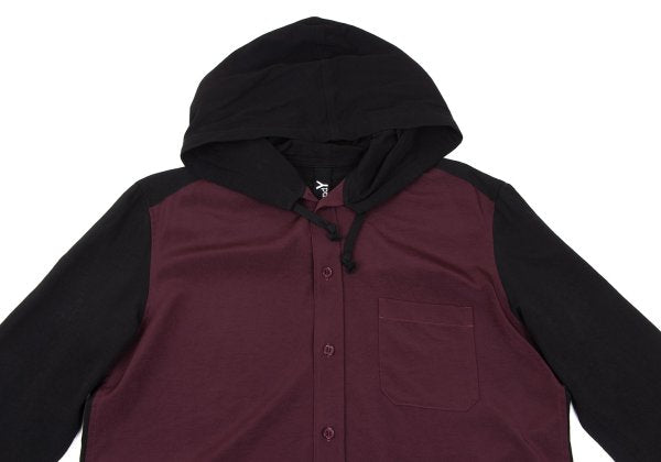 Ground Y 20AW Acetate Poly Bicolor Hooded Shirt Red Size 3