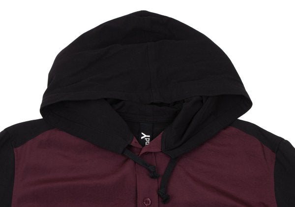 Ground Y 20AW Acetate Poly Bicolor Hooded Shirt Red Size 3