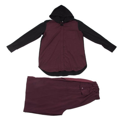 Ground Y 20AW Acetate Poly Bicolor Hooded Shirt Red Size 3