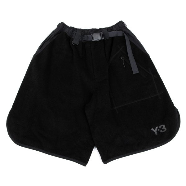Y-3 Shaggy Wool Blend Paneled Shorts Black Size S