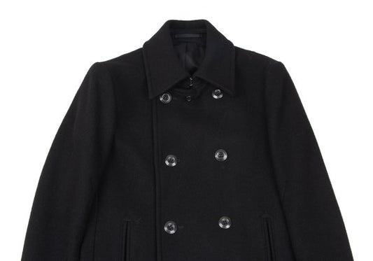 ATTACHMENT Melton Wool Pea Coat Black Size 1