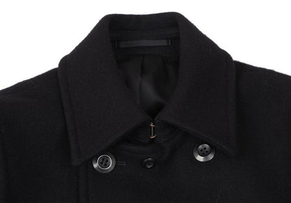 ATTACHMENT Melton Wool Pea Coat Black Size 1