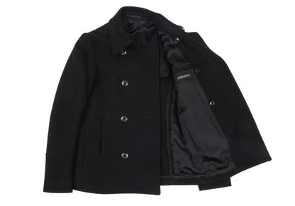 ATTACHMENT Melton Wool Pea Coat Black Size 1
