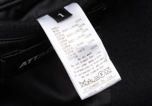 ATTACHMENT Melton Wool Pea Coat Black Size 1