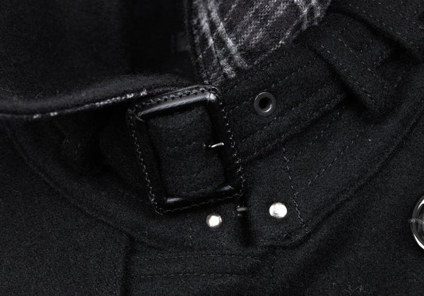 BURBERRY BLACK LABEL Melton Wool Removable Coat Black Size M