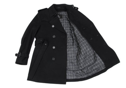 BURBERRY BLACK LABEL Melton Wool Removable Coat Black Size M
