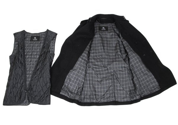 BURBERRY BLACK LABEL Melton Wool Removable Coat Black Size M