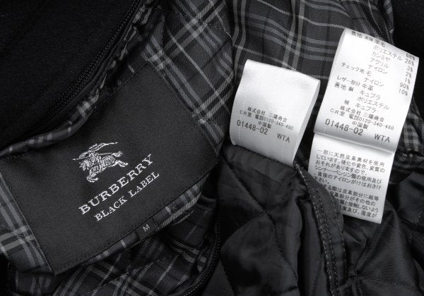 BURBERRY BLACK LABEL Melton Wool Removable Coat Black Size M