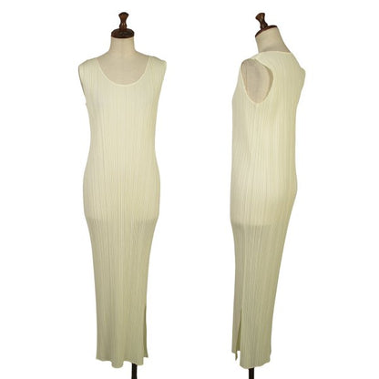 PLEATS PLEASE Pleated Sleeveless Dress Ivory Size 2
