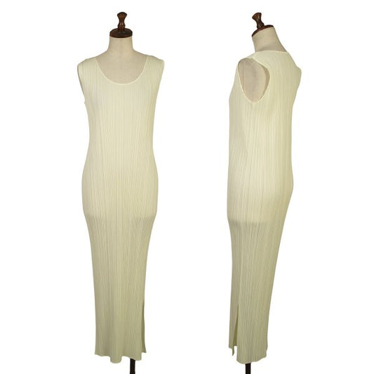 PLEATS PLEASE Pleated Sleeveless Dress Ivory Size 2