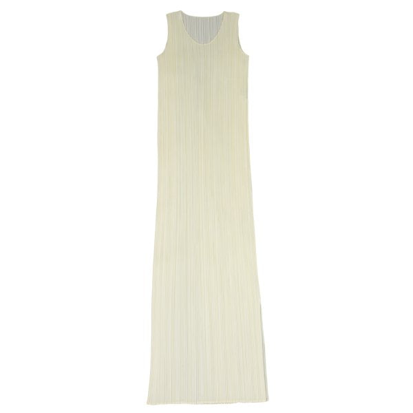 PLEATS PLEASE Pleated Sleeveless Dress Ivory Size 2
