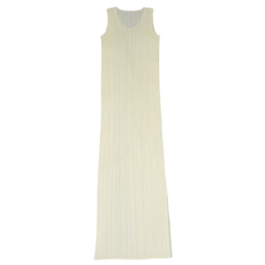 PLEATS PLEASE Pleated Sleeveless Dress Ivory Size 2