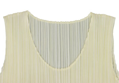 PLEATS PLEASE Pleated Sleeveless Dress Ivory Size 2