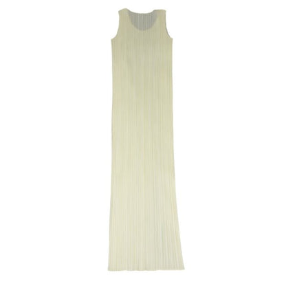 PLEATS PLEASE Pleated Sleeveless Dress Ivory Size 2