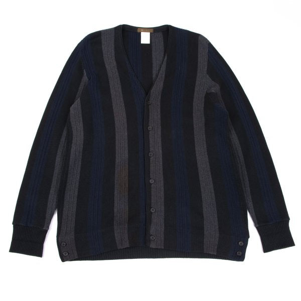 Y's for men Cotton Stripe Knit Cardigan Black Size M