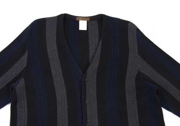 Y's for men Cotton Stripe Knit Cardigan Black Size M