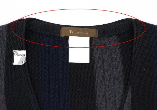 Y's for men Cotton Stripe Knit Cardigan Black Size M