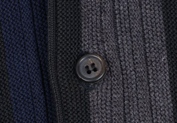 Y's for men Cotton Stripe Knit Cardigan Black Size M